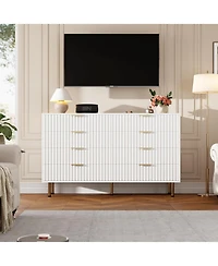 gaomon Fluted 8 Drawer Dresser, 54" Wide Modern Chest with Deep Drawers, Long Double Dresser Tv Stand for Living Room, Bedroom, Hallway