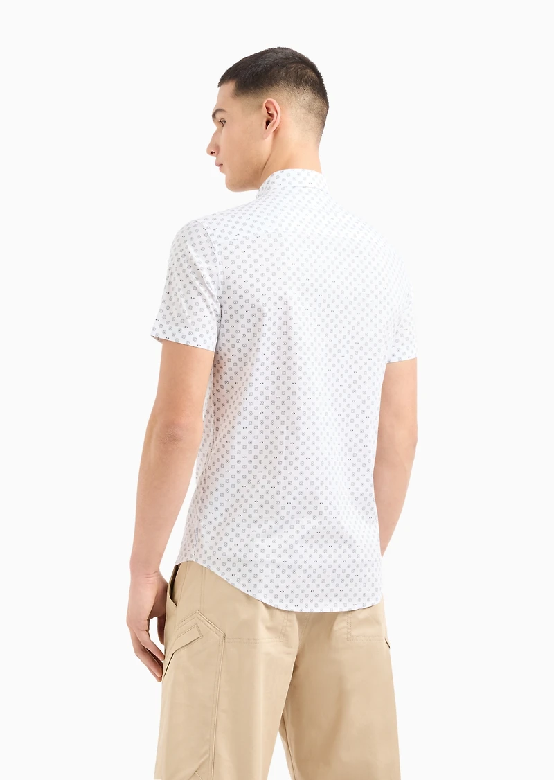 A|X Armani Exchange Men's Slim-Fit Tonal Geo Logo-Print Button-Down Shirt