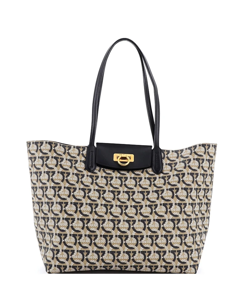 Pre-Owned Salvatore Ferragamo Medium Gancini Travel Tote Gancini Jacquard