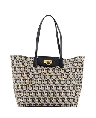 Pre-Owned Salvatore Ferragamo Medium Gancini Travel Tote Gancini Jacquard