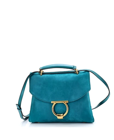 Pre-Owned Salvatore Ferragamo Large Margot Satchel Suede