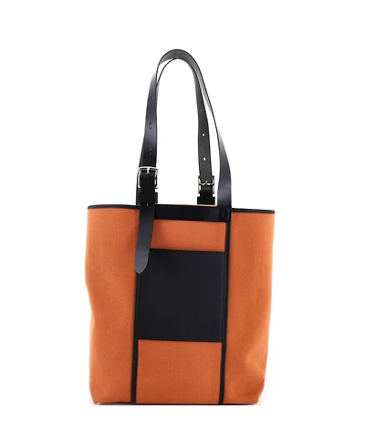 Pre-Owned HERMES 27 Etriviere Pocket Tote Toile and Leather
