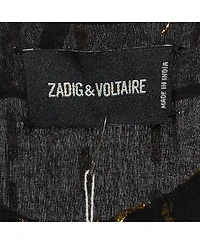 Pre-Owned Zadig & Voltaire Women's Black & Gold Shiny Crepe Ruffled Dress