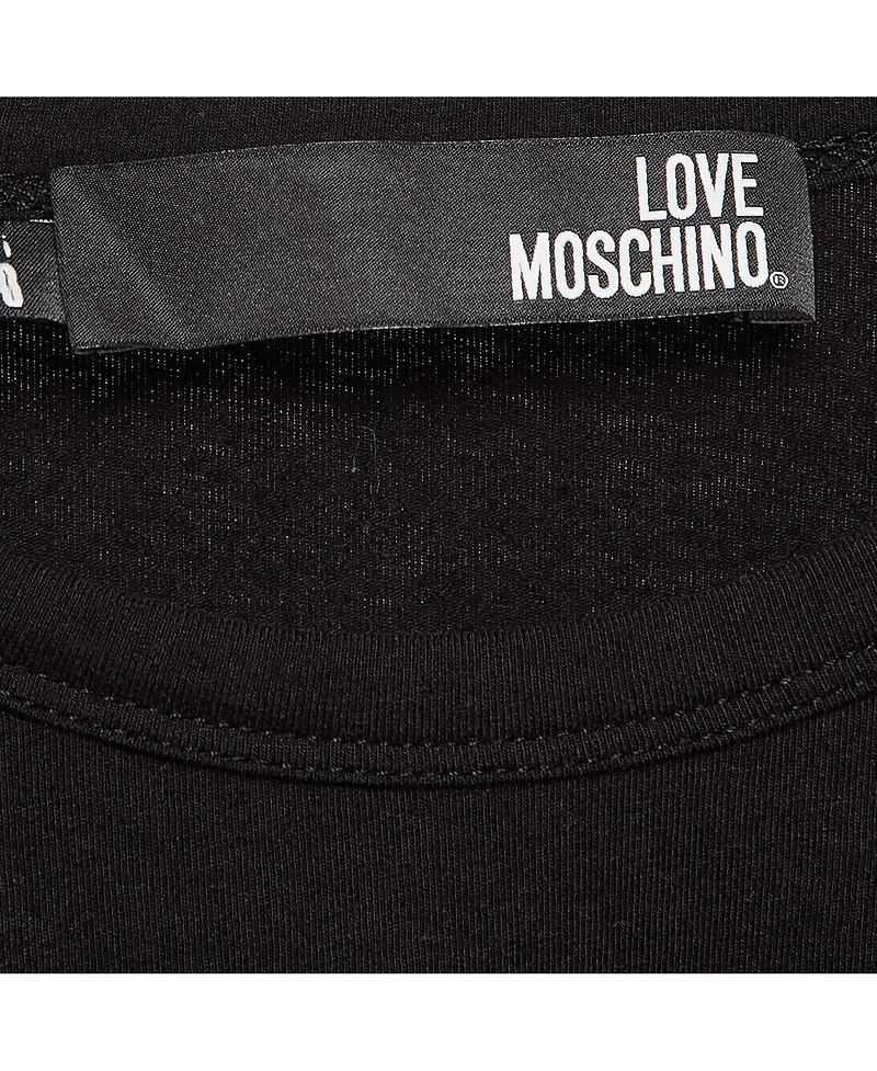 Pre-Owned Love Moschino Women's Cotton Knit Love Patch Detail T-Shirt