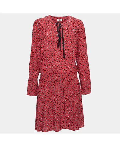 Pre-Owned Zadig & Voltaire Women's Red Floral Print Crepe Mini Dress
