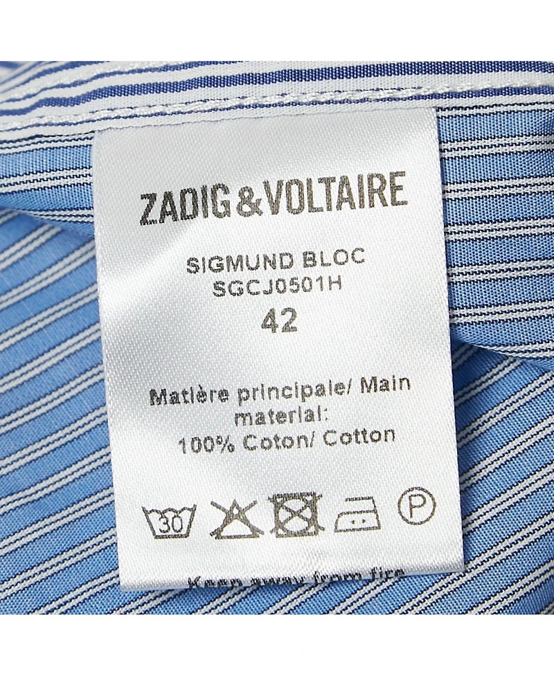 Pre-Owned Zadig & Voltaire Men's Blue Stripe Cotton Button Front Shirt
