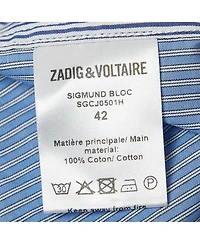 Pre-Owned Zadig & Voltaire Men's Blue Stripe Cotton Button Front Shirt