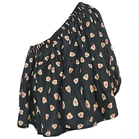 Pre-Owned Zadig & Voltaire Women's Hearts Print Cotton One Shoulder Coeur Top