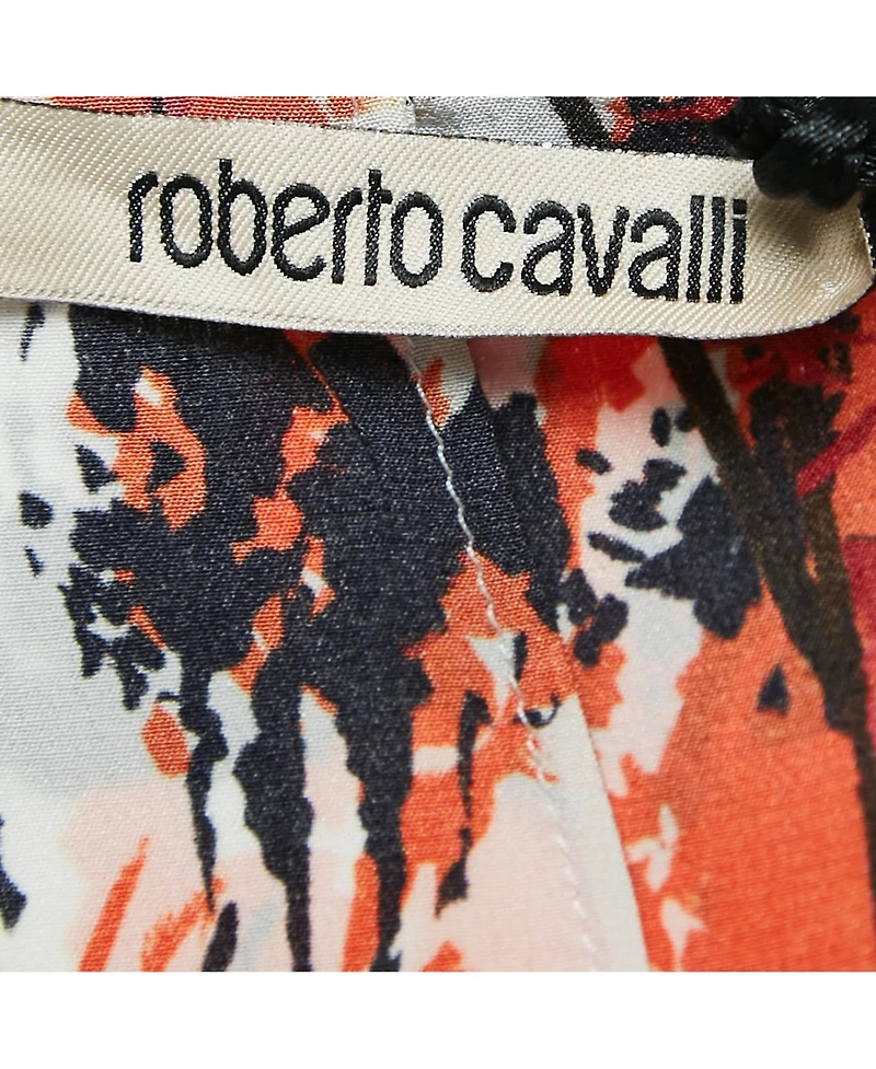 Pre-Owned Roberto Cavalli Women's Multicolor Silk Asymmetric Midi Dress