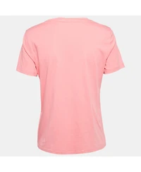 Pre-Owned Moschino Women's Couture Pink Logo Print Jersey T-Shirt