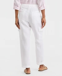 Charter Club Women's Linen Smocked Cargo Pants, Macy's Exclusive