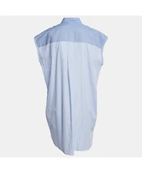 Pre-Owned Zadig & Voltaire Women's Blue Stripe Cotton Button Front Ruffled Rilt Mini Dress