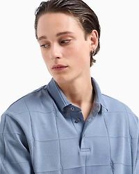 A|X Armani Exchange Men's Short Sleeve Large Grid Pattern Polo Shirt