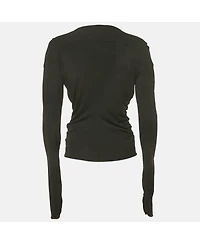 Pre-Owned Roberto Cavalli Women's Black Embellished Lace Up Jersey Top