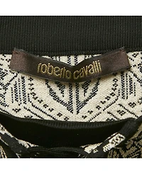 Pre-Owned Roberto Cavalli Women's Black Lurex Jacquard Lace-Up Pencil Skirt