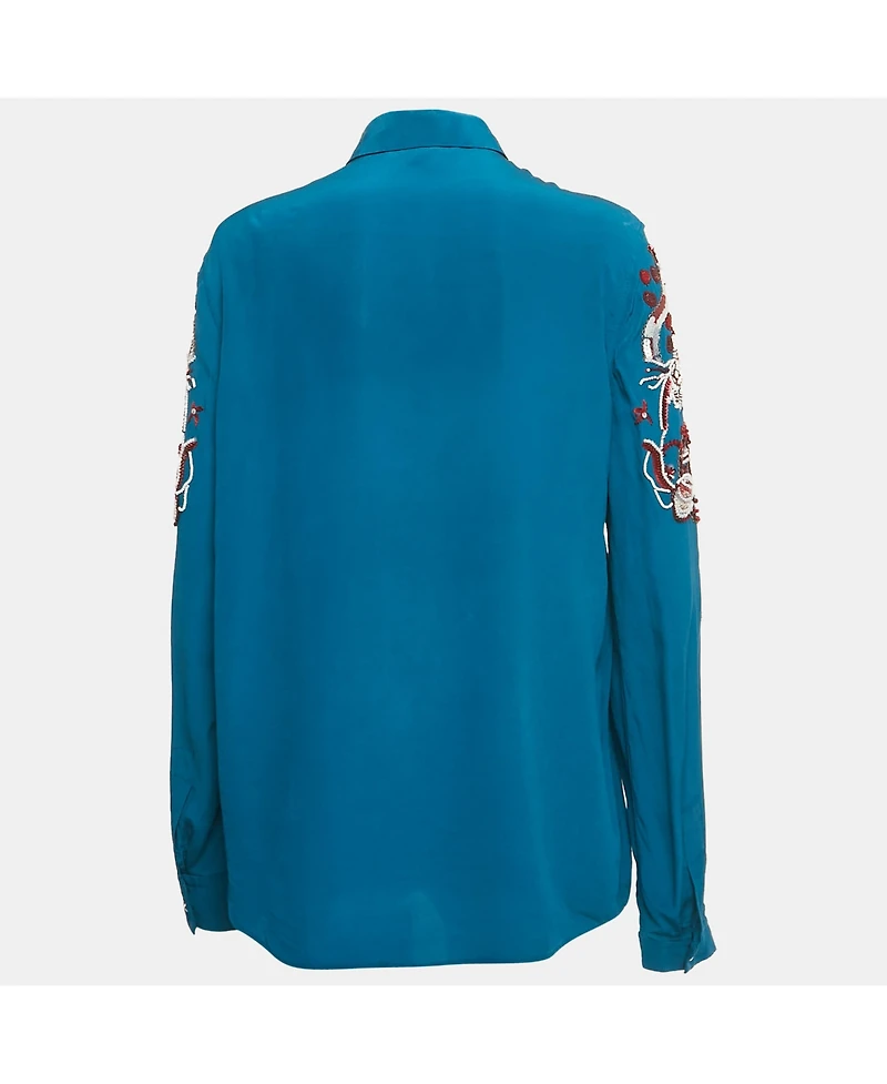 Pre-Owned Roberto Cavalli Women's Sequin Embroidered Silk Shirt