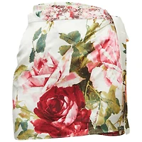 Pre-Owned Roberto Cavalli Women's White Floral Print Satin Mini Wrap Skirt