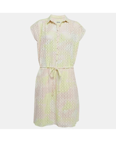 Pre-Owned Zadig & Voltaire Women's Pink & Yellow Eyelet Cotton Camo Dress