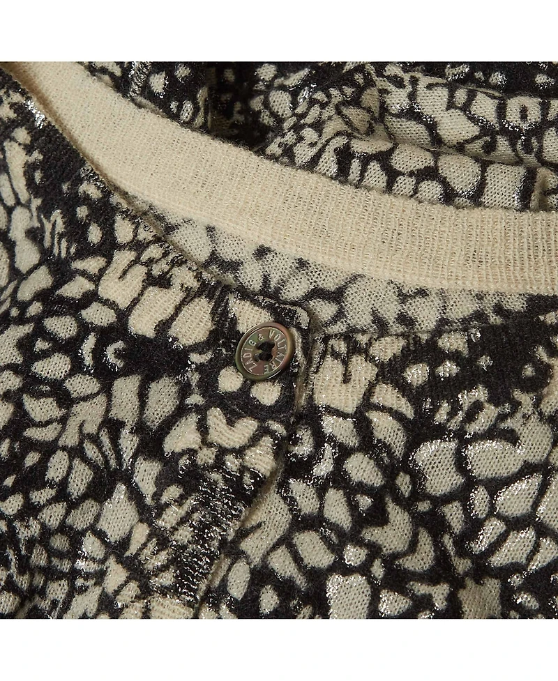 Pre-Owned Zadig & Voltaire Women's Pre-Owned Zadig and Voltaire Black/white Abstract Print Cashmere Buttoned Cardigan