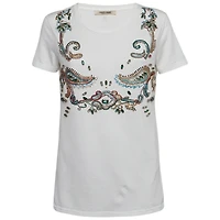 Pre-Owned Roberto Cavalli Women's White Crystal Embellished Knit Top