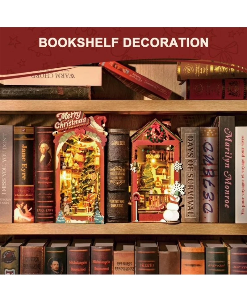 Robotime 3D Puzzles Diy Miniature Dolls House Kit Wooden Puzzle Booknook Bookshelf Decoration Holiday Gifts