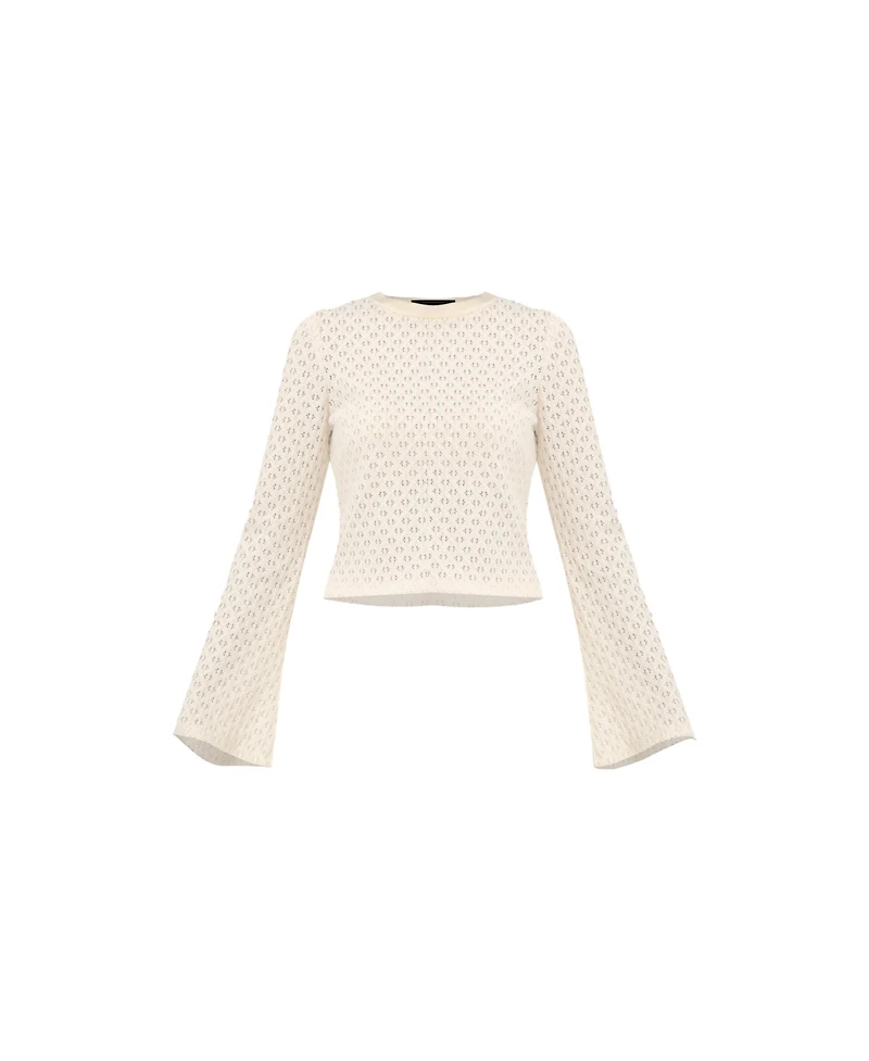 Ivonne Women's Textured Knit Top with Flared Sleeves