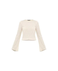 Ivonne Women's Textured Knit Top with Flared Sleeves