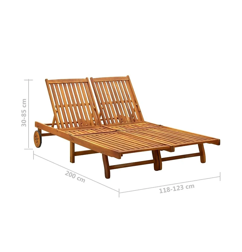 vidaXL 2-Person Patio Sun Lounger with Cushions Solid Acacia Wood