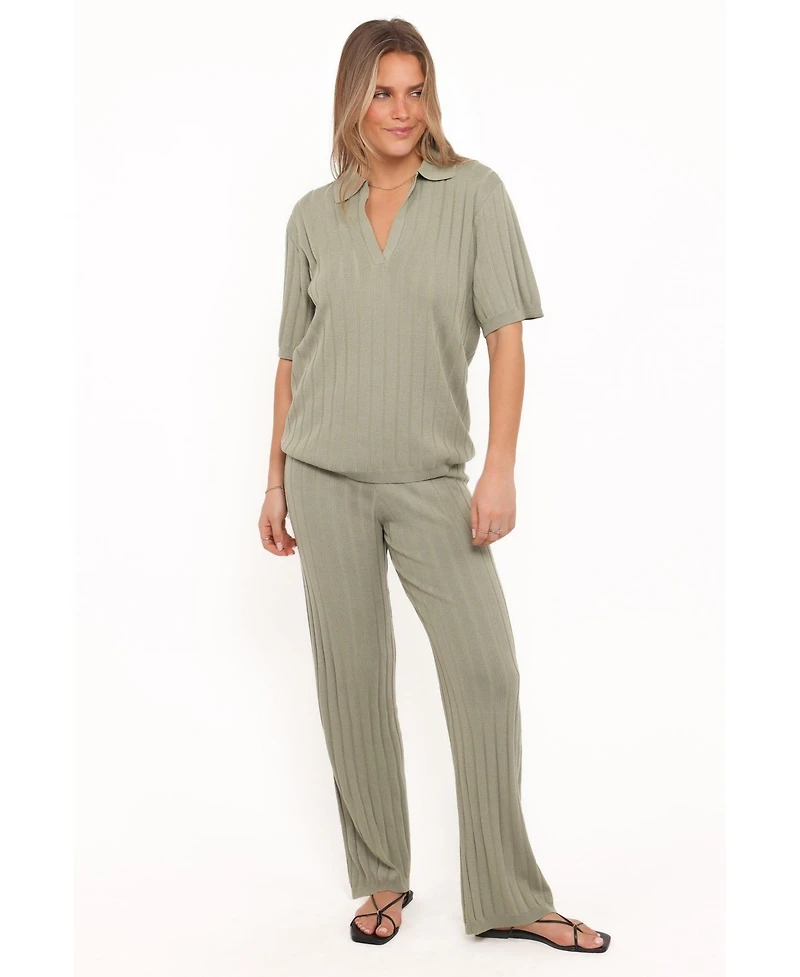 Petal and Pup Women's Yulissa Wide Ribbed Pant Set.