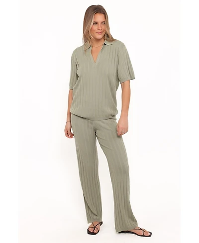 Petal and Pup Women's Yulissa Wide Ribbed Pant Set.