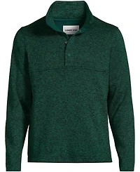 Lands' End Men's Sweater Fleece Snap Neck Pullover Jacket