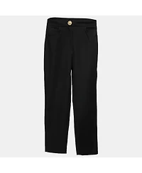 Pre-Owned Balmain Women's Black Crepe High-Rise Straight Trouser