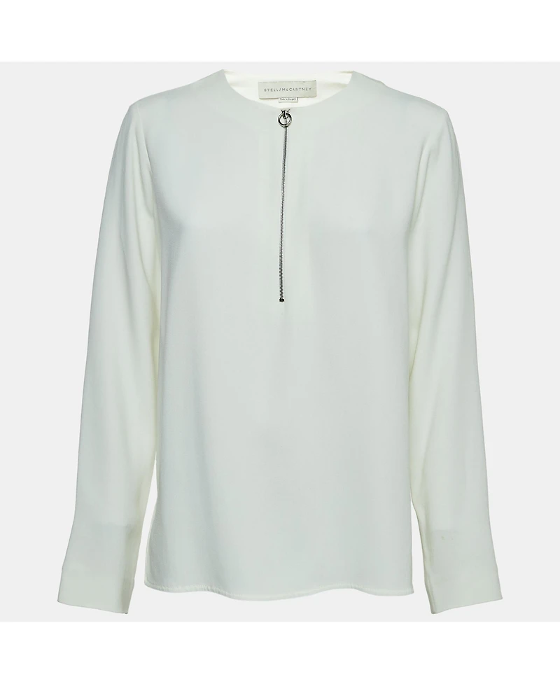 Pre-Owned Stella Mccartney Women's Off White Crepe Long Sleeve Blouse