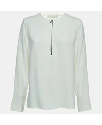 Pre-Owned Stella Mccartney Women's Off White Crepe Long Sleeve Blouse
