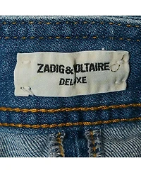 Pre-Owned Zadig & Voltaire Women's Deluxe Blue Embroidered Denim Jamille Brode Skirt