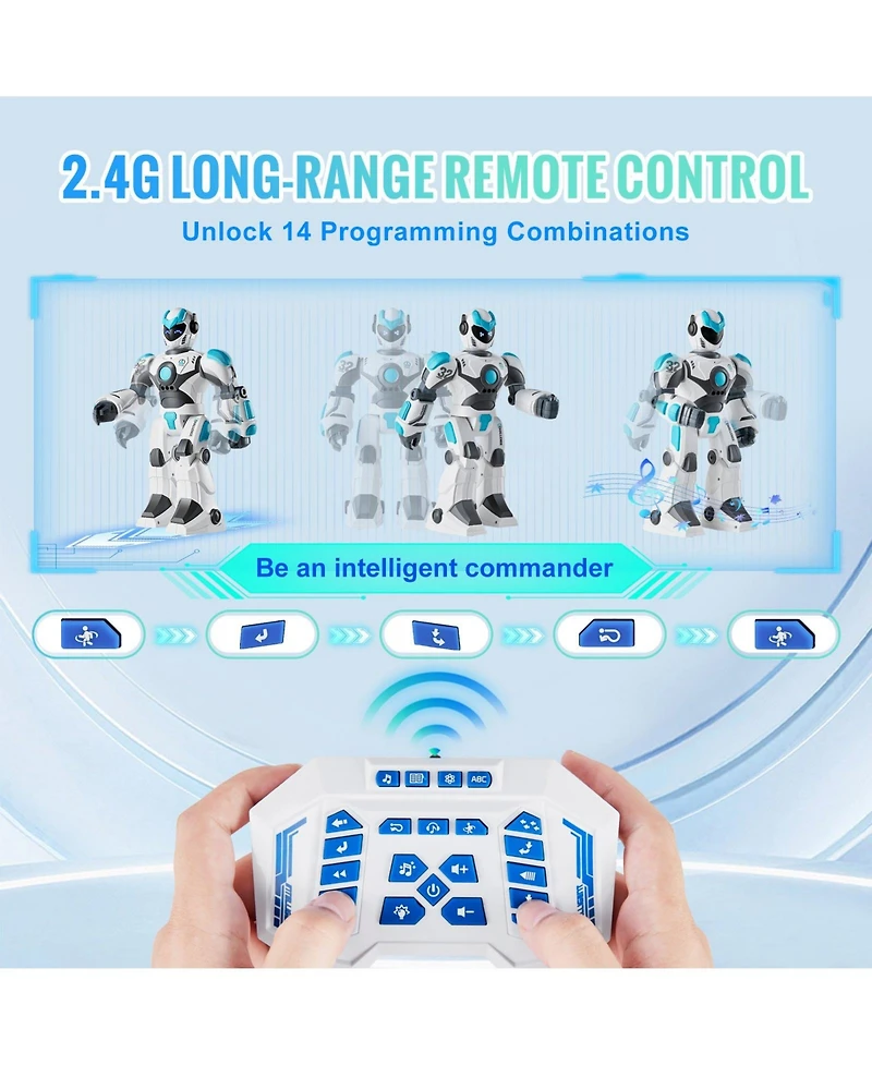 Mecale Rc Robot Toy for Kids, 2.4GHz Gesture Sensing Programmable Voice Control Robot, Singing Dancing Gift for Ages 6–12