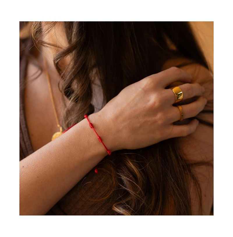 Mantra Gold 7 Knots of Protection Bracelet Red Silk Bracelet