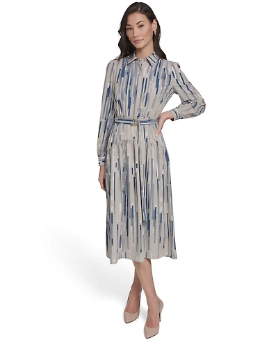 Calvin Klein Women's Balloon-Sleeve Printed Dress