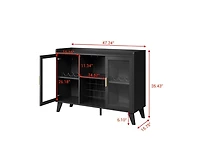 gaomon Farmhouse Wine Bar Cabinet With Led Lights, Home Coffee Bar Cabinet With Wine Racks and Glass Holders
