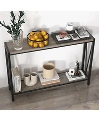 Gaomon 2 Tier Farmhouse Entryway Console Tables w/Storage Shelf, Narrow Console Tables for Entryway Living Room Hall Foyer Furniture