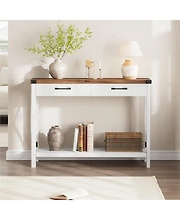 Gaomon Console Table with 2 Drawers, Farmhouse Sofa Table with Storage Shelf, Accent Wood Entryway Table for Living Room, Hallway