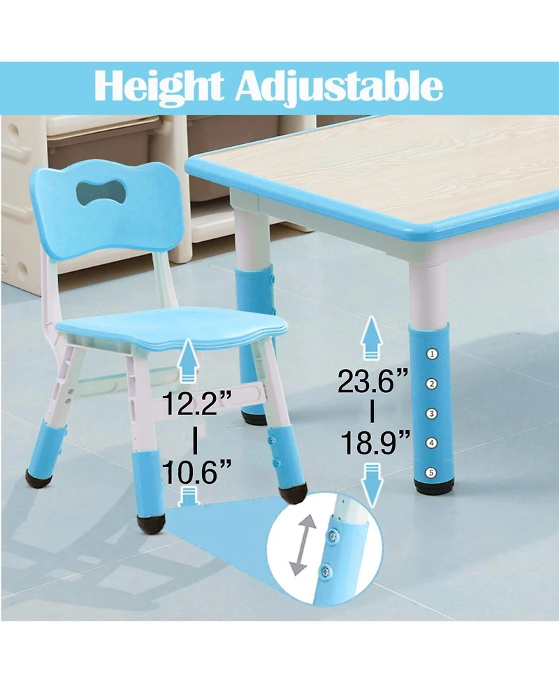 gaomon Kids Table and Chairs, Height Adjustable Toddler Table and 6 Chair, Children Activity Table for Daycare, Classroom, Home