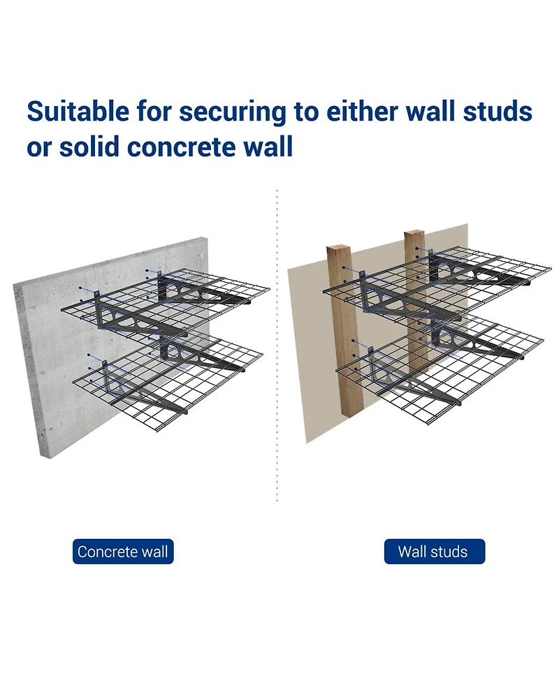 FlexiMounts Wr Series WR24B-e – 24″ D × 48″ W Black Steel Wall Shelves (2-Pack)