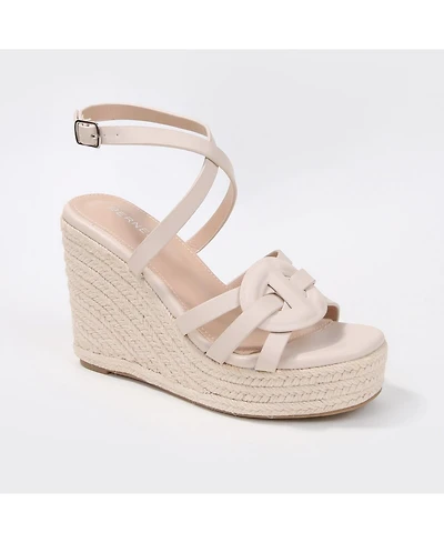 Berness Women's Rhiannon Strappy Espadrille Wedge Sandals