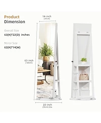 Vlsrka 360-degree Rotatable Floor Standing Full-Length Jewelry Armoire