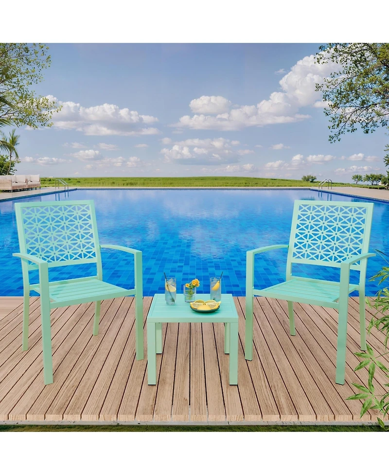 gaomon 3-Piece Patio Bistro Set, Steel Outdoor Chairs and Table, Modern Small Patio Furniture Set