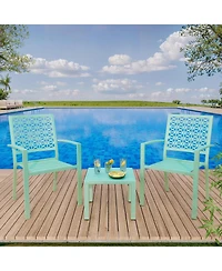 gaomon 3-Piece Patio Bistro Set, Steel Outdoor Chairs and Table, Modern Small Patio Furniture Set