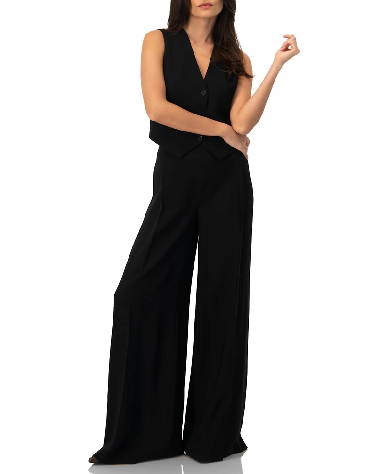 Ivonne Women's Tailored Sleeveless Vest with Button Closure