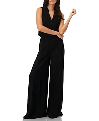 Ivonne Women's Tailored Sleeveless Vest with Button Closure