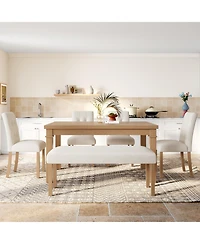 sumyeg 6-Piece Modern Dining Set with Rectangle Kitchen Table 4 Upholstered Chairs and Bench